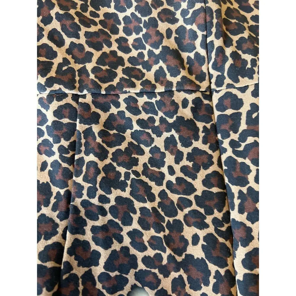 Lands End Leopard Sleeveless Ponte Knit Sheath Dress Pockets Size 8P